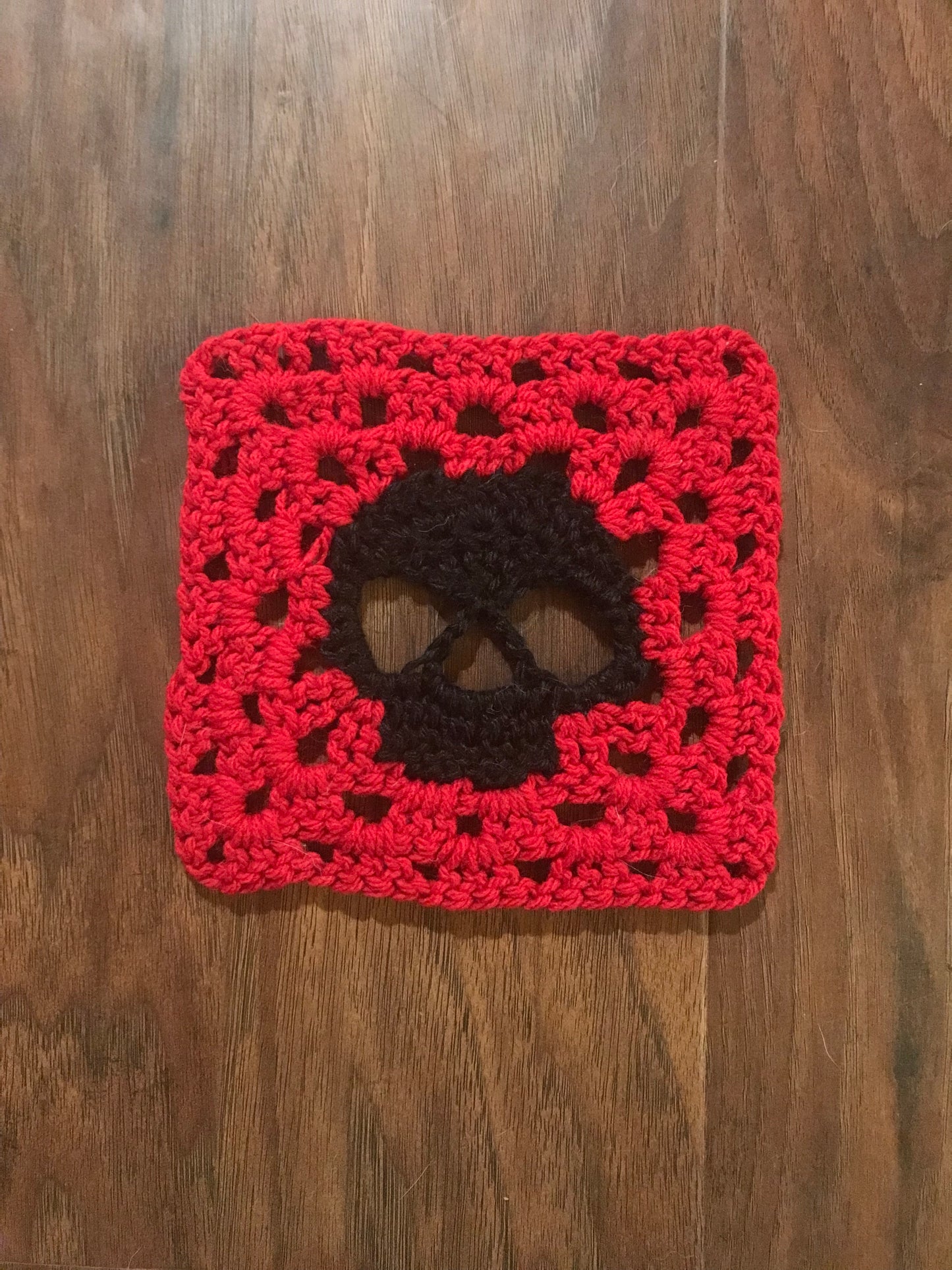 Crochet Skull Granny Square Blanket