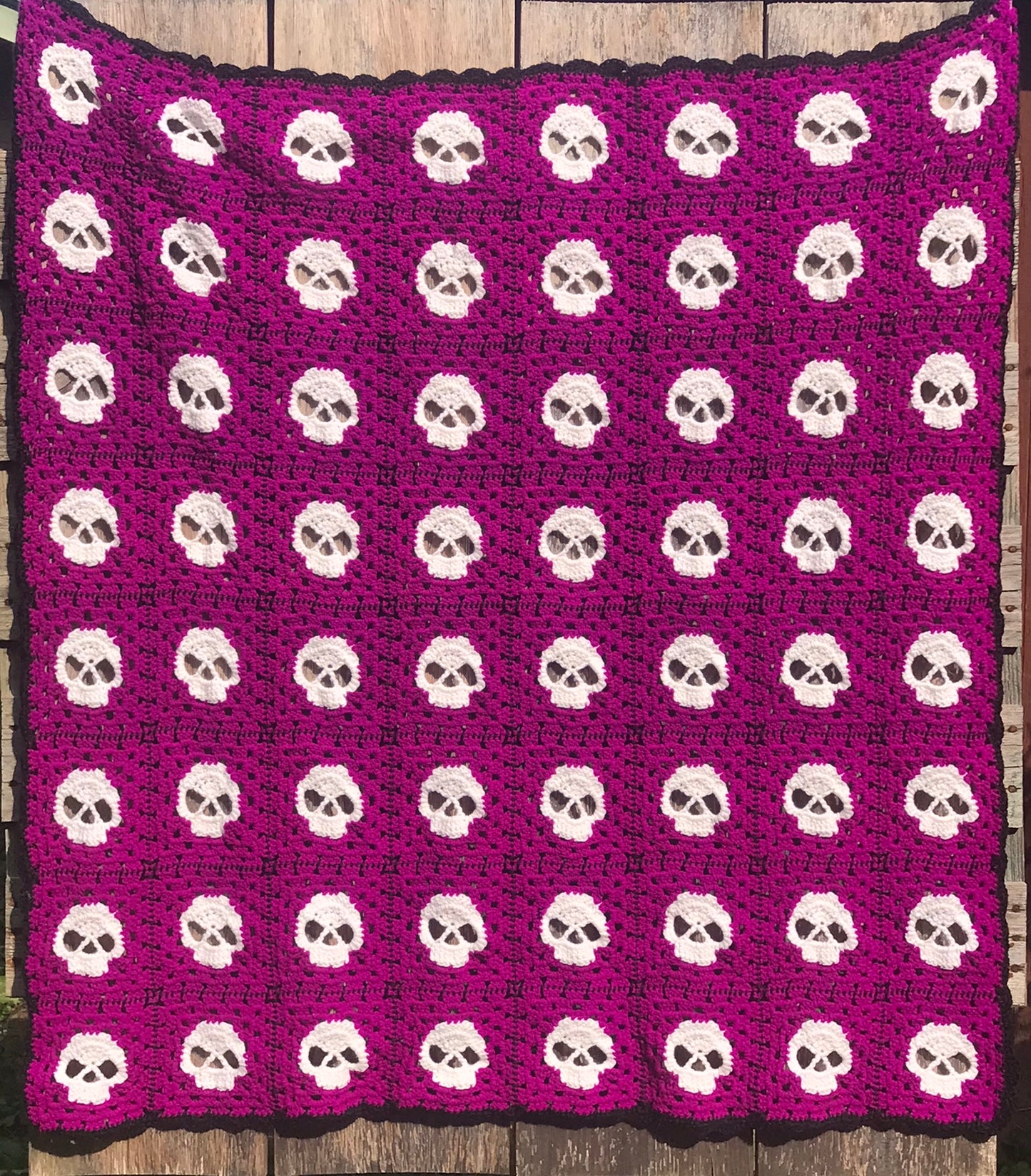 Crochet Skull Granny Square Blanket