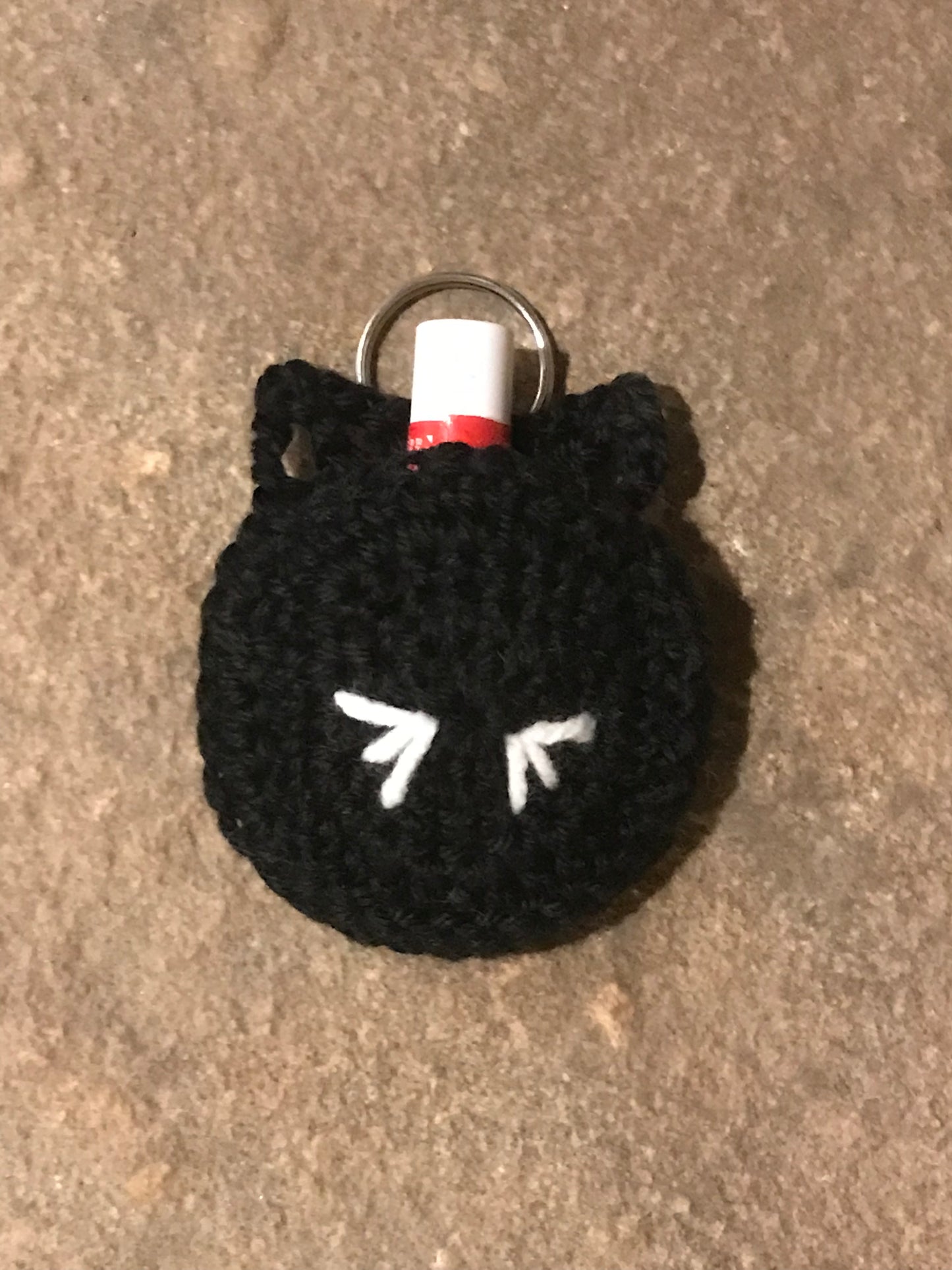 Crocheted Black Cat Coin Purse Keychain